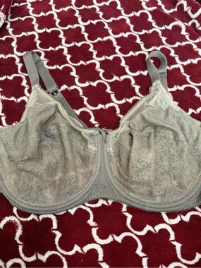 Wacoal Retro Chic Full Figure Underwire Bra 38DDD Taupe Gray Lace 855186